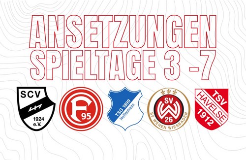 Fixtures for matchdays 3-7: Fortuna hosts Düsseldorf Sunday evening