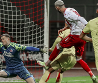 Dominik Lanius erzielt den 1:1-Ausgleichstreffer gegen die U21 des 1. FC Köln